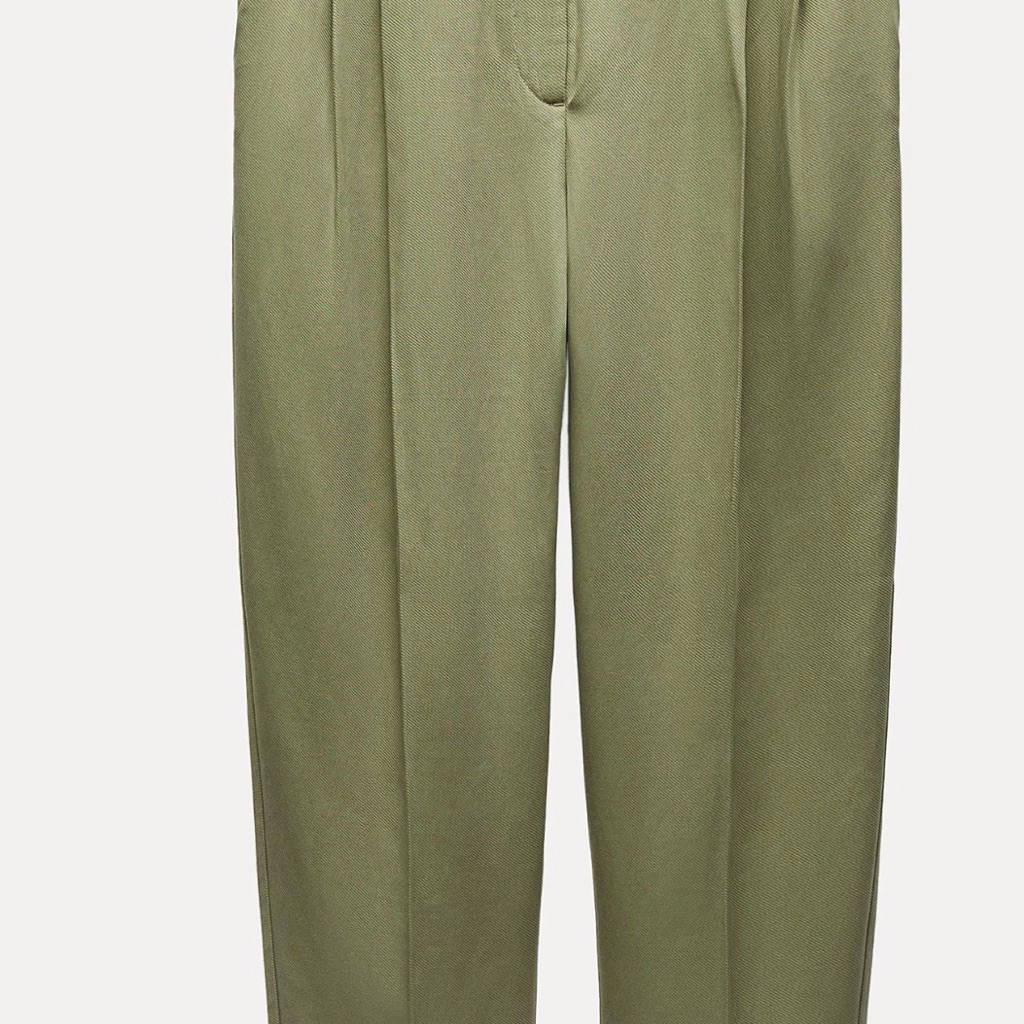 Zara Women's Straight Cut Khaki Pants With A Cuff